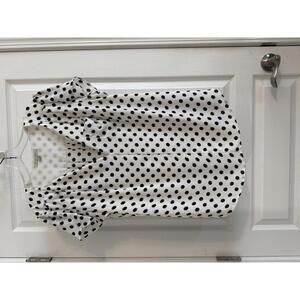 41 Hawthorn White and Black Polka Dot Blouse Size L
